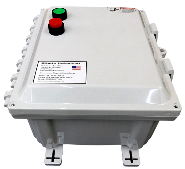 10 HP 480V Enclosed Motor Starter, Nema 4X, Push Button 