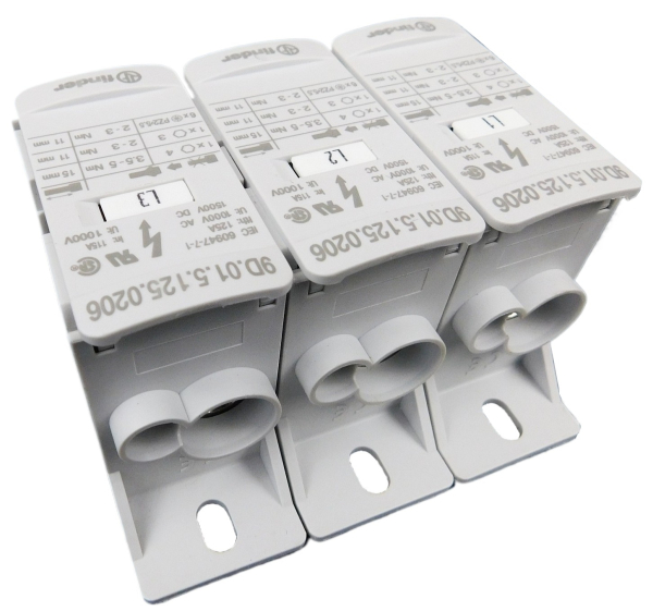 3 Pole, 125A Power Distribution Block, 8 Connections