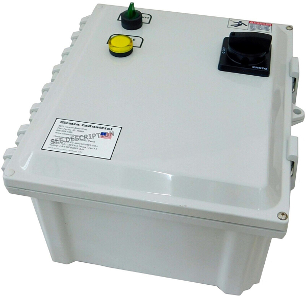 1 HP 230V 3PH Enclosed Motor Starter w/ Main Disconnect, Nema 4X HOA 120V Controls 