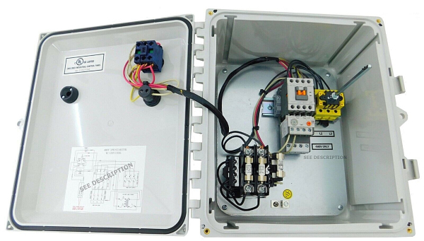 1 HP 230V 3PH Enclosed Motor Starter w/ Main Disconnect, Nema 4X HOA 120V Controls 