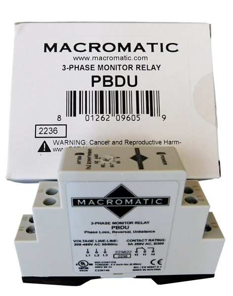 Macromatic Phase Monitor Relay, PBDU, 208-480VAC
