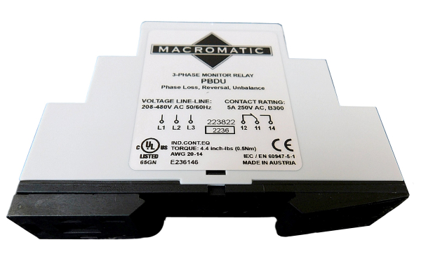 Macromatic Phase Monitor Relay, PBDU, 208-480VAC