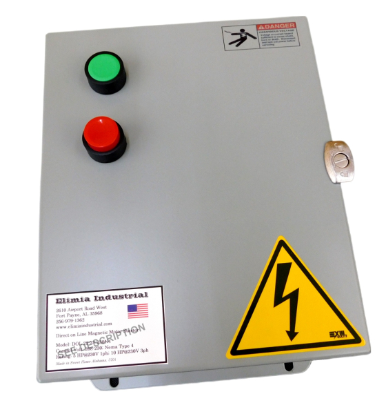 5 HP 230V 1PH Steel Enclosed Motor Starter, Nema 4, Push Button, Single Phase